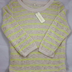 Sonoma Life + Style Ivory w/Green Stripe Sweater - XS & XL